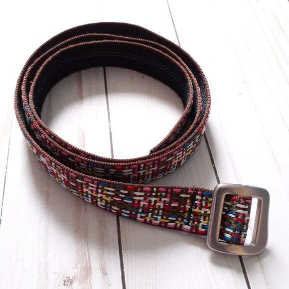 Bison Designs Millenium Gunmetal Buckle 30 mm Belt Multicolor Weave Size M - Picture 1 of 12